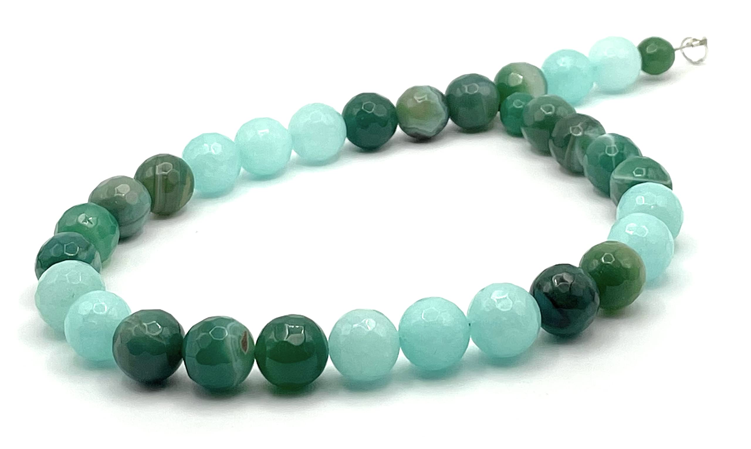 Türkis Jade Halskette, grüner Achat Choker Choker, 925 Sterling Silber, Edelstein Schmuck, August Geburtsstein, Geschenk für sie