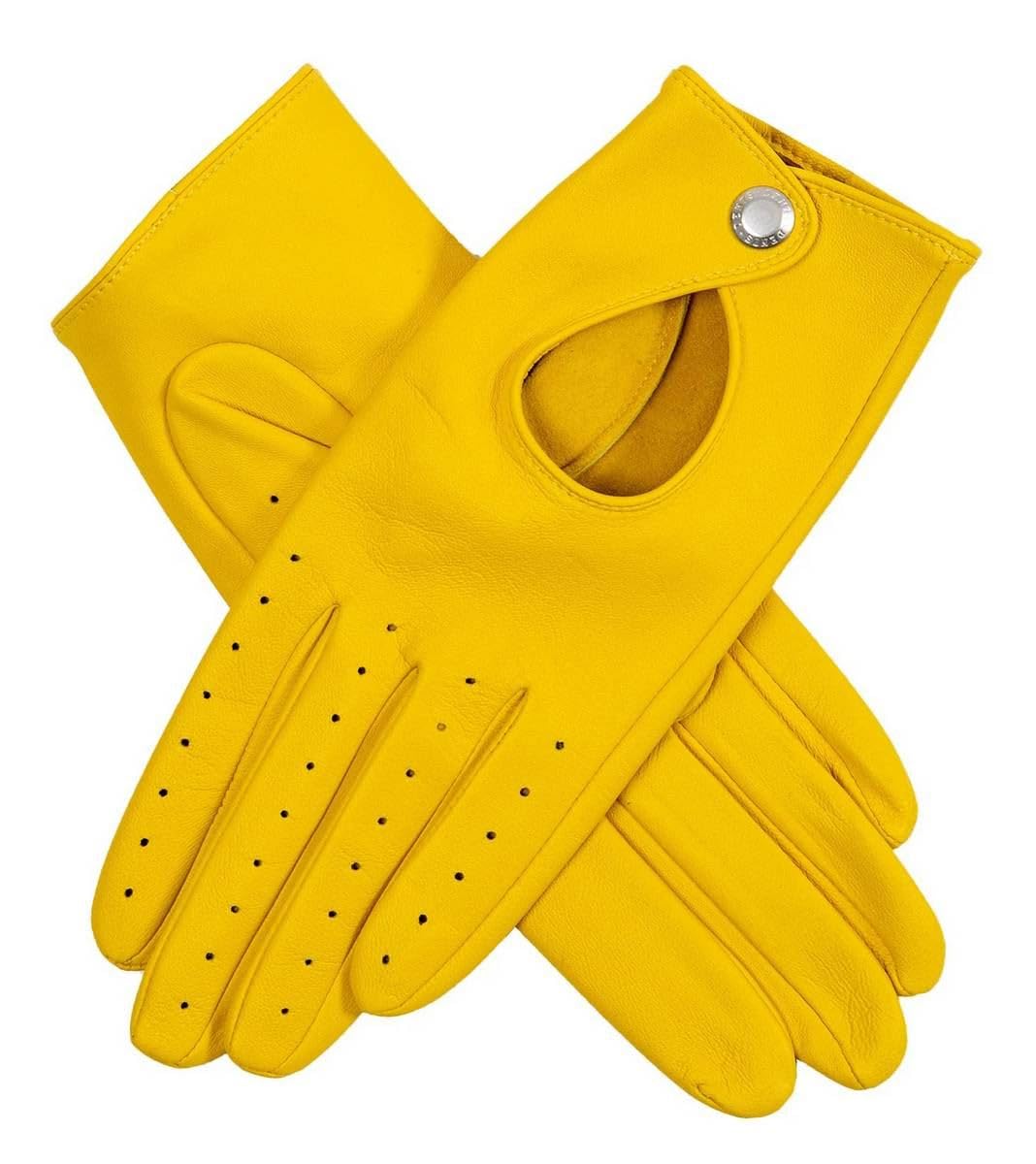 Dents Women's Yellow Thruxton Leather Driving Gloves - Small