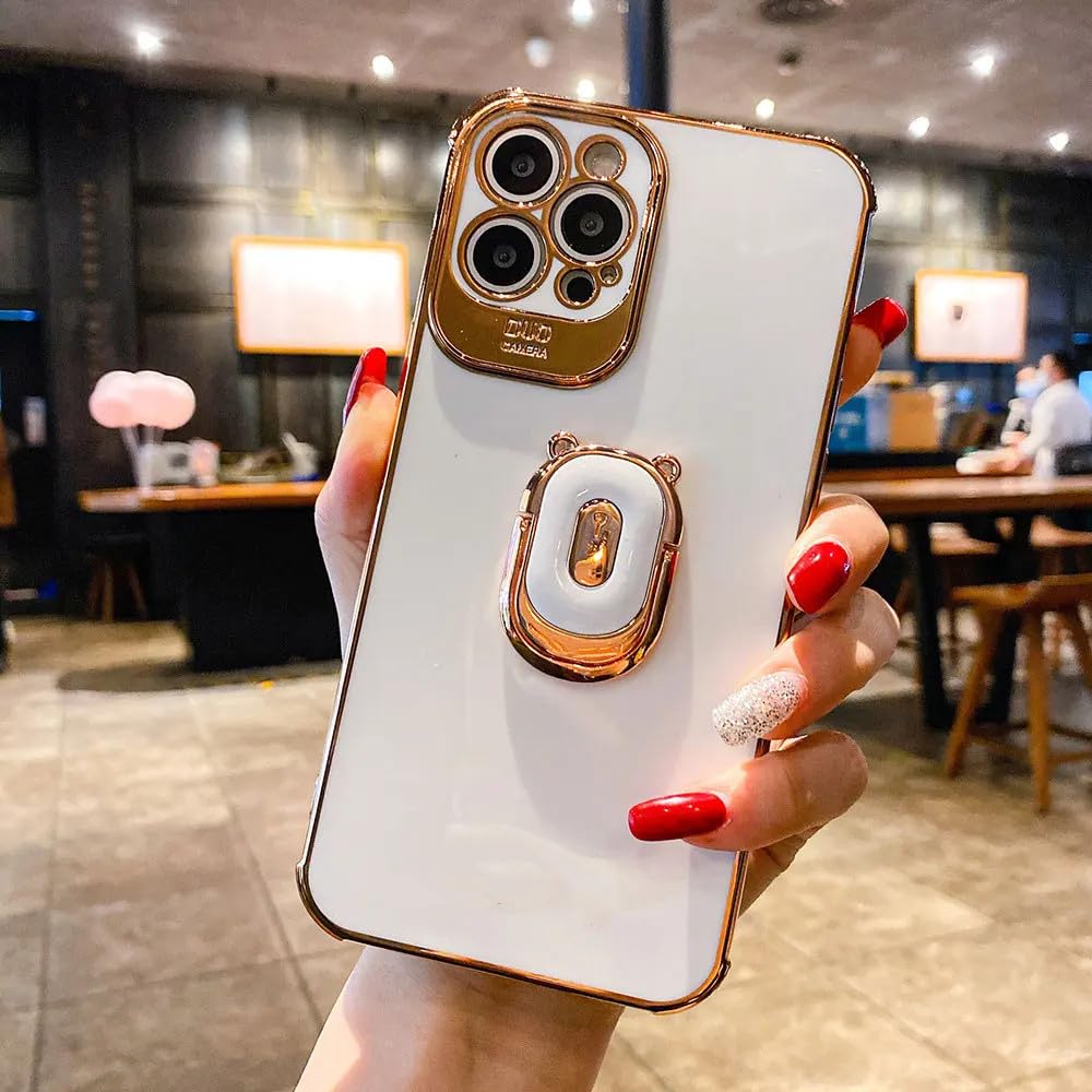 Coque galvanisée iPhone 12 Pro Max étui blanc anneau support antichoc - 8