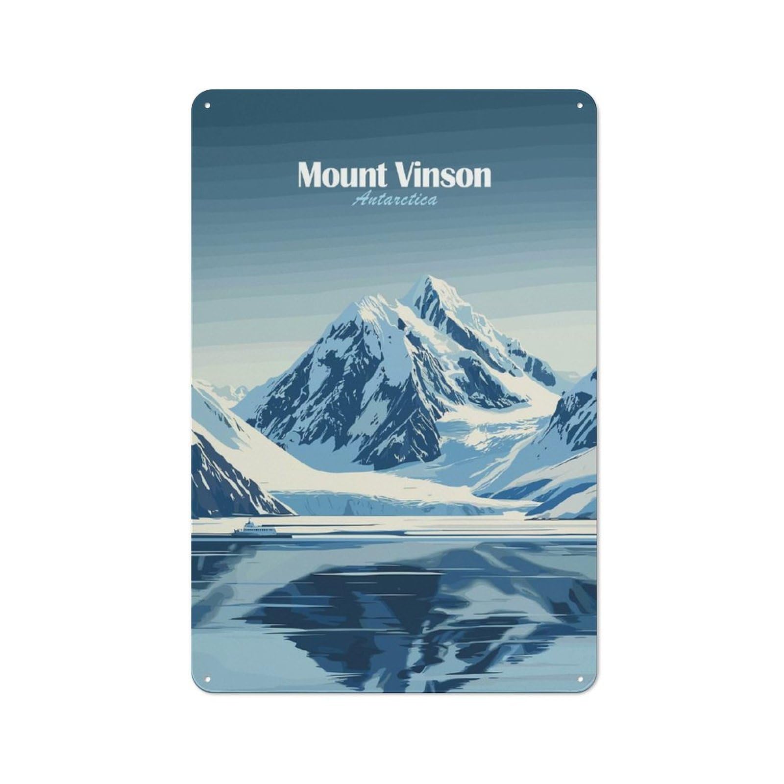 Junmoney Style-24 Mount Vinson Antarctica Rustic Metal Sign 30X20cm For Pub Or Café, For Collectors Of Rustic Metal Wall Decor