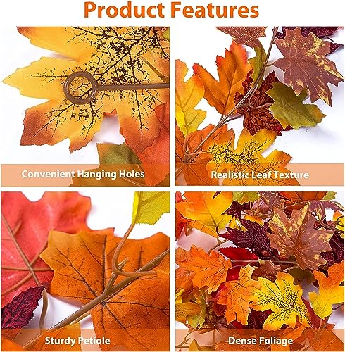 Herbst Girlande Ahornblätter, Herbstblätter Girlande Herbstgirlande für Drinnen und Draußen, Hochzeit, Erntedankfest, Abendessen, Party, Kamin, Weihnachtsdekoration(175cm) – Bild 3