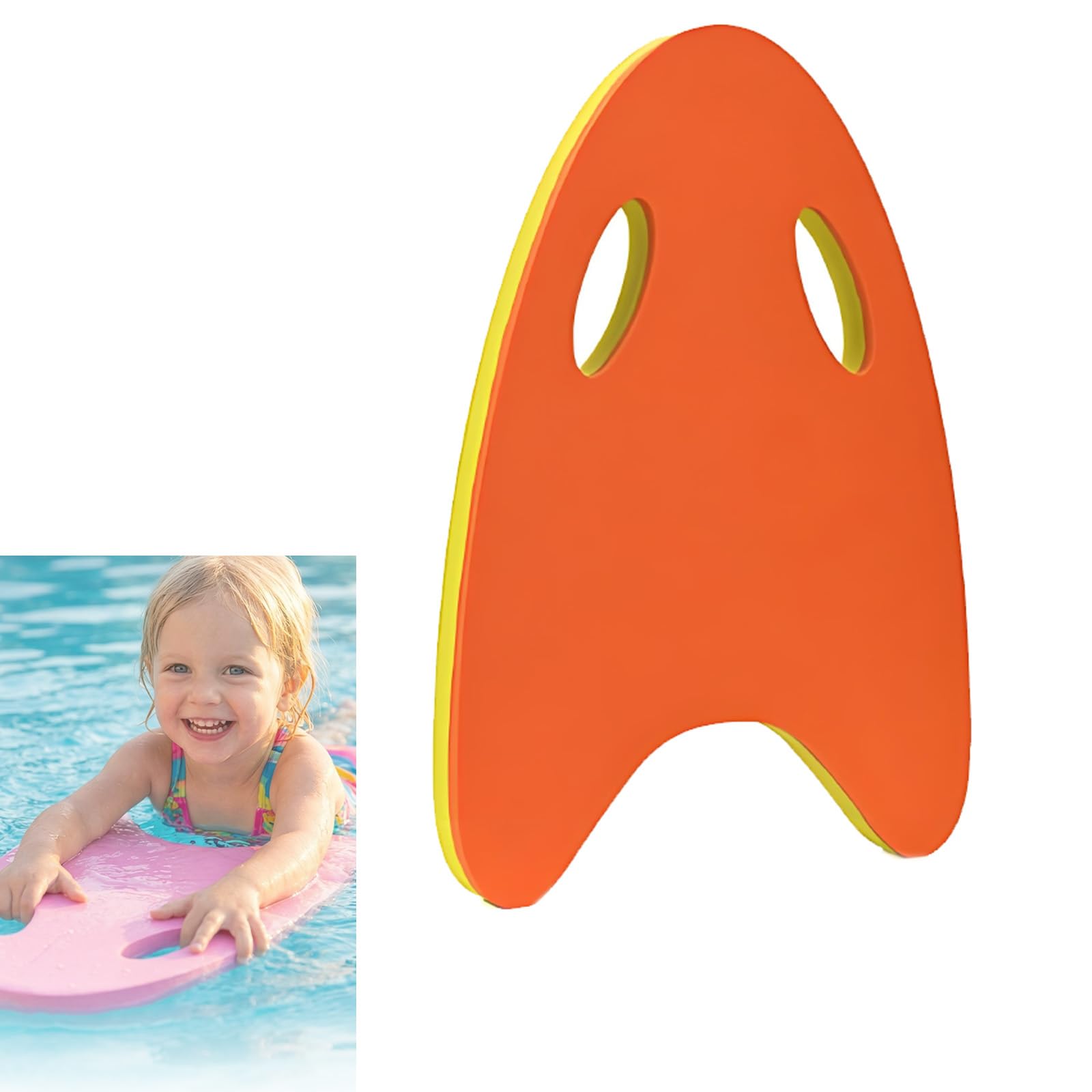 Swimming Kickboard,Swimming Kickboard for Kids & Adults,EVA Foam Swim Training Aid with Secure Hand Holes,Anti-Slip,Buoyant Kick Float for Beginners Swim Kick Board (A-orange)