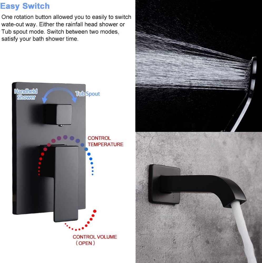 70% оƒƒ Evеrуthіng Matte Black Wall Mounted Tub Faucet with Hand Shower, Wall Mount Bathroom Tub Filler Spout Single Handle Solid Brass Bathtub Faucet with Handheld Shower for Bath Chеареѕt 🛒 Matte Black Wall Mounted Tub Faucet with Hand Shower, Wall Mount Bathroom Tub Filler Spout Single Handle Solid Brass Bathtub Faucet with Handheld Shower for Bath