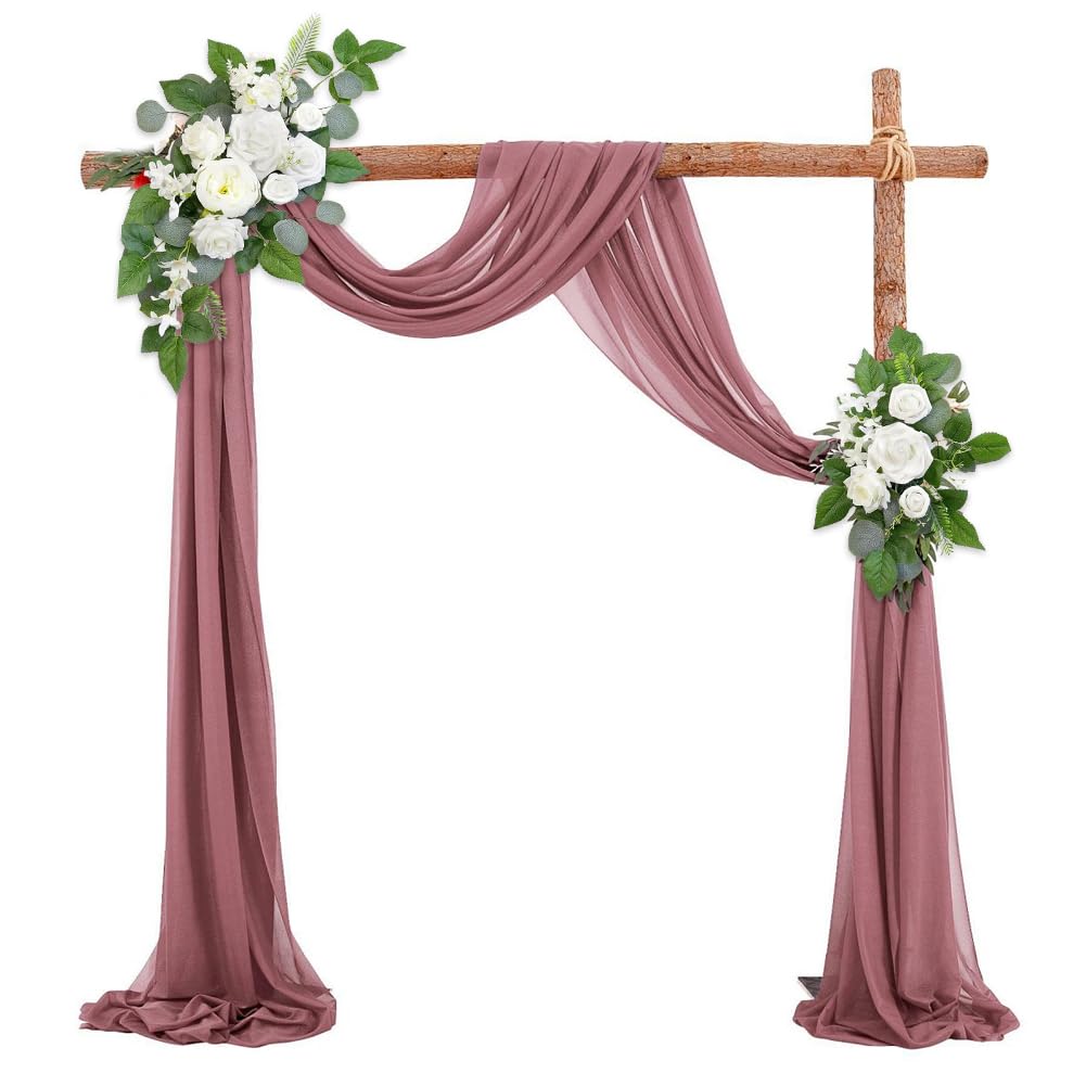 JOYWU Wedding Arch Faux Flowers with Leaves,2 Pcs Wedding Welcome Signs Floral Decoration,Party Ceremony Reception Backdrop Decor,Rose Floral Arrangement,Indoor Outdoor Faux Flower Swags (white) — image 1