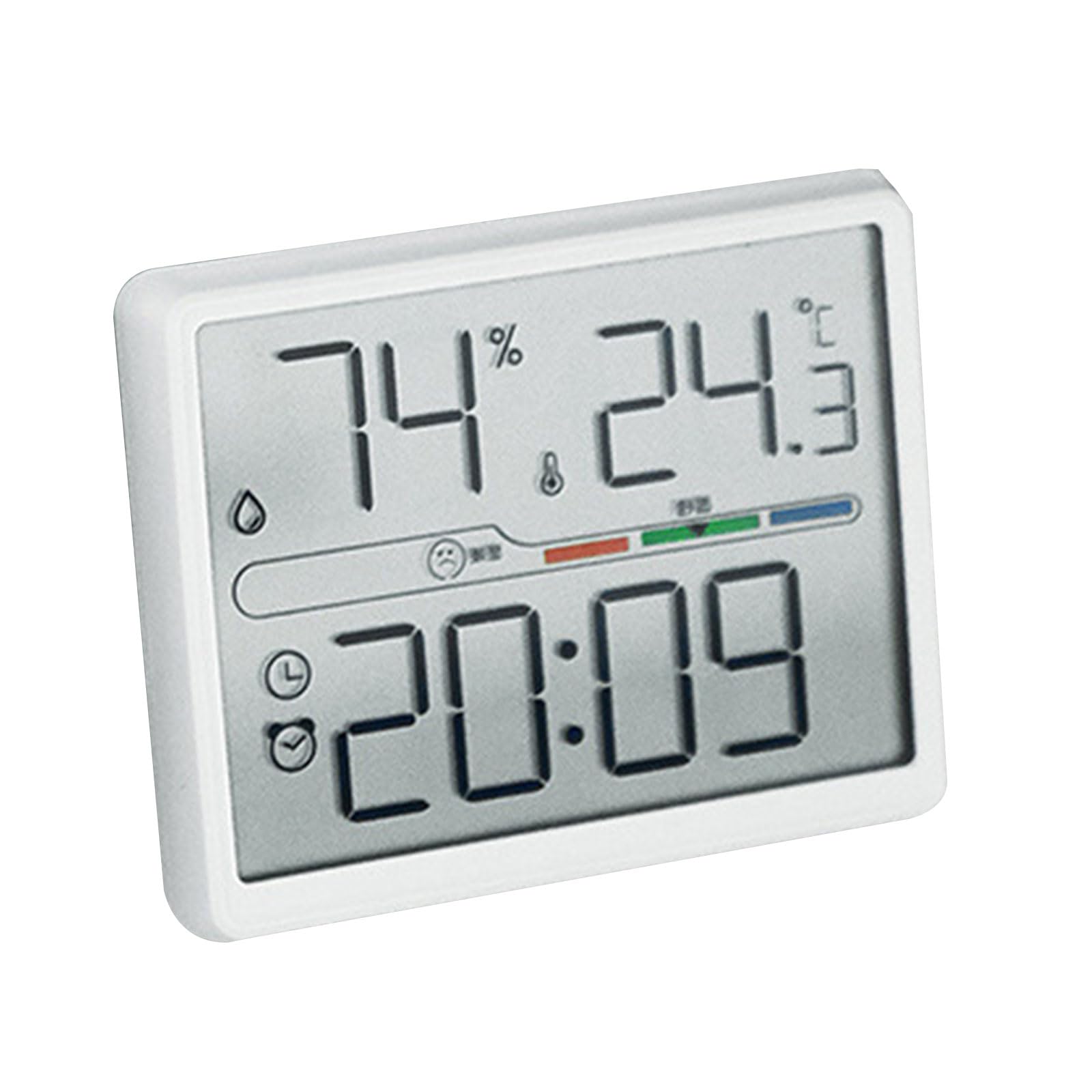Beimus Functional Digital Alarm Clock with Back, Indoor Temperature and Humidity Display Clearly Screen for Date Time Refrigerator Clock