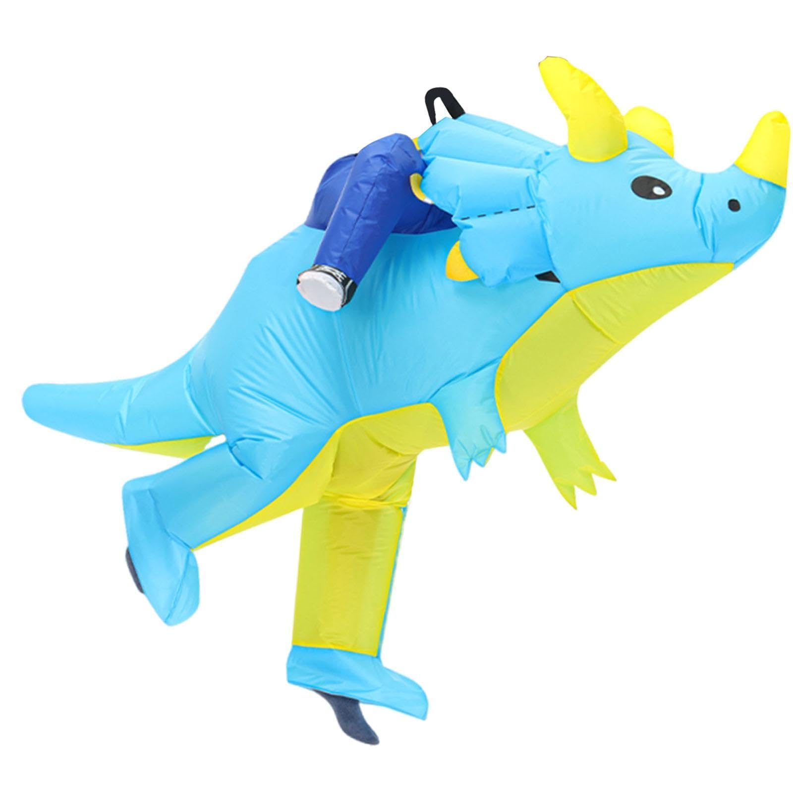 Stxdynjy Inflatable Triceratops Dinosaur Costume with Blower And Battery Pocket, Polyester, for Children's Parties, Family And Adults, Suitable for Hallowe, Children Size