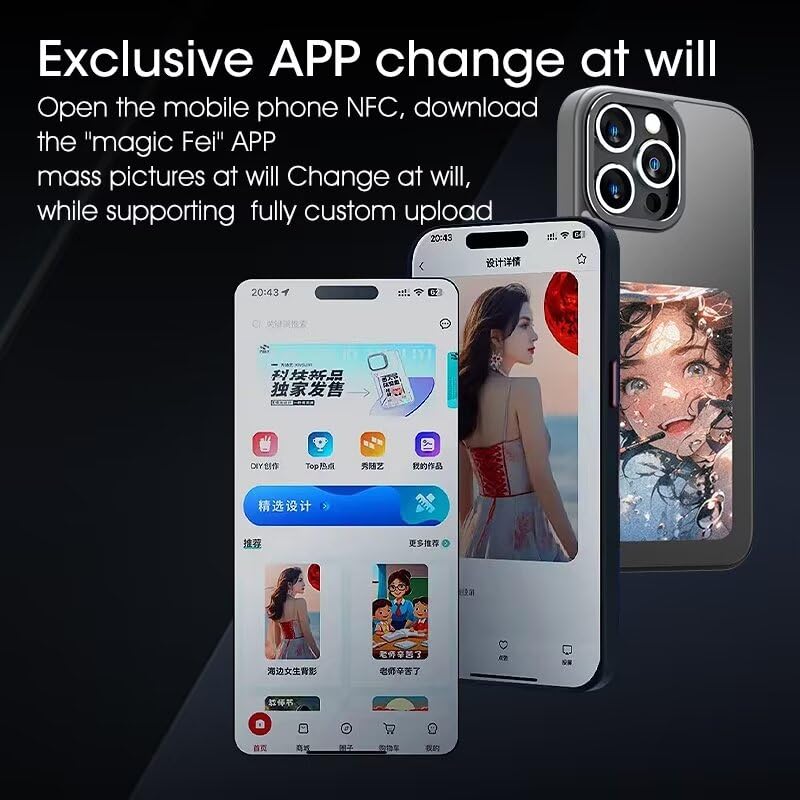 YCE Smart Ink Screen Phone Case Smart NFC Phone Case DIY Personalize Photo Changing 3.5 Inch Ink Display Image On iPhone Case for iPhone 13/14,14 Pro/Max - Image 3