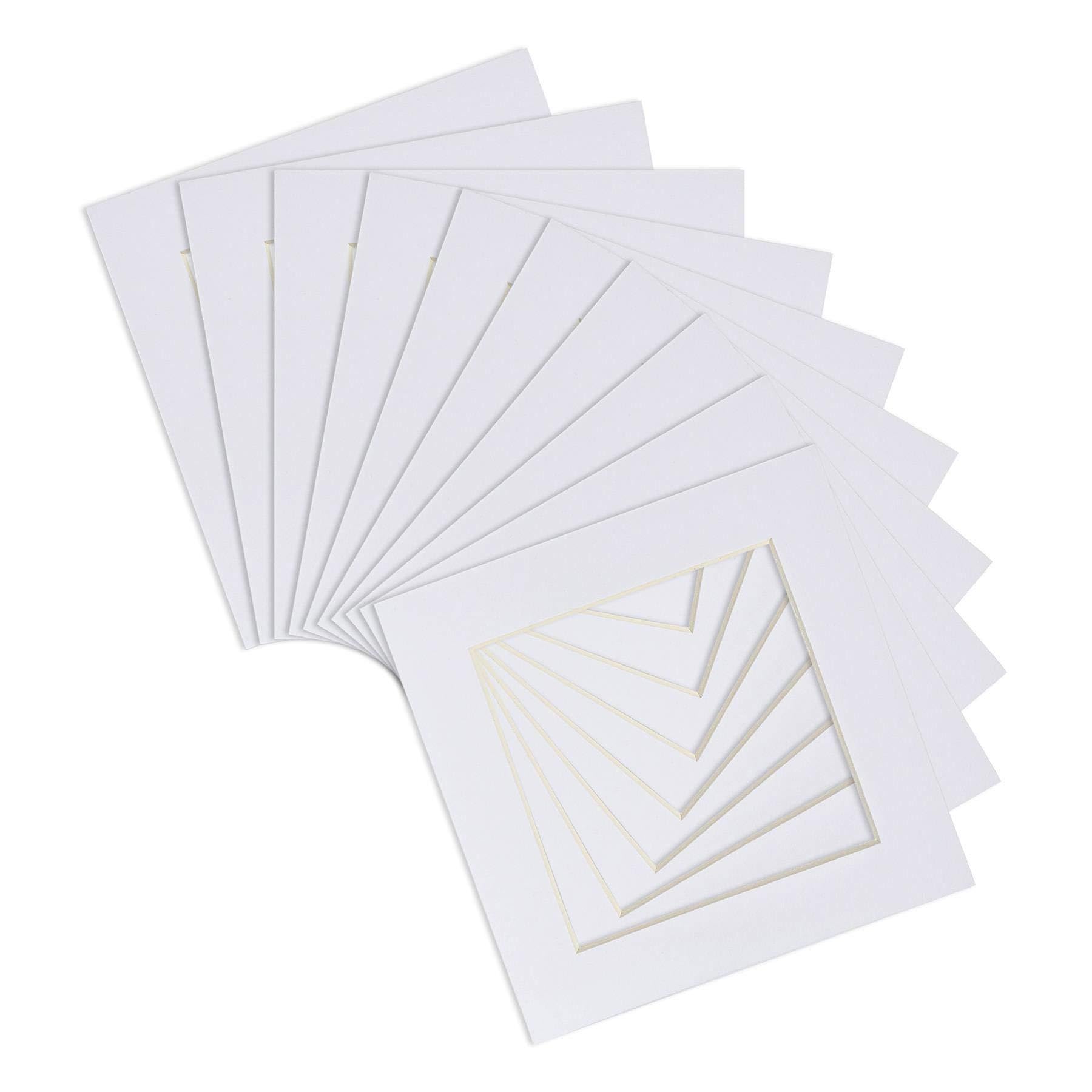 Nicola Spring 10pc Picture Photo Mounts Set - To Fit Frame Size 6 x 6 for Image Size 4 x 4 - White