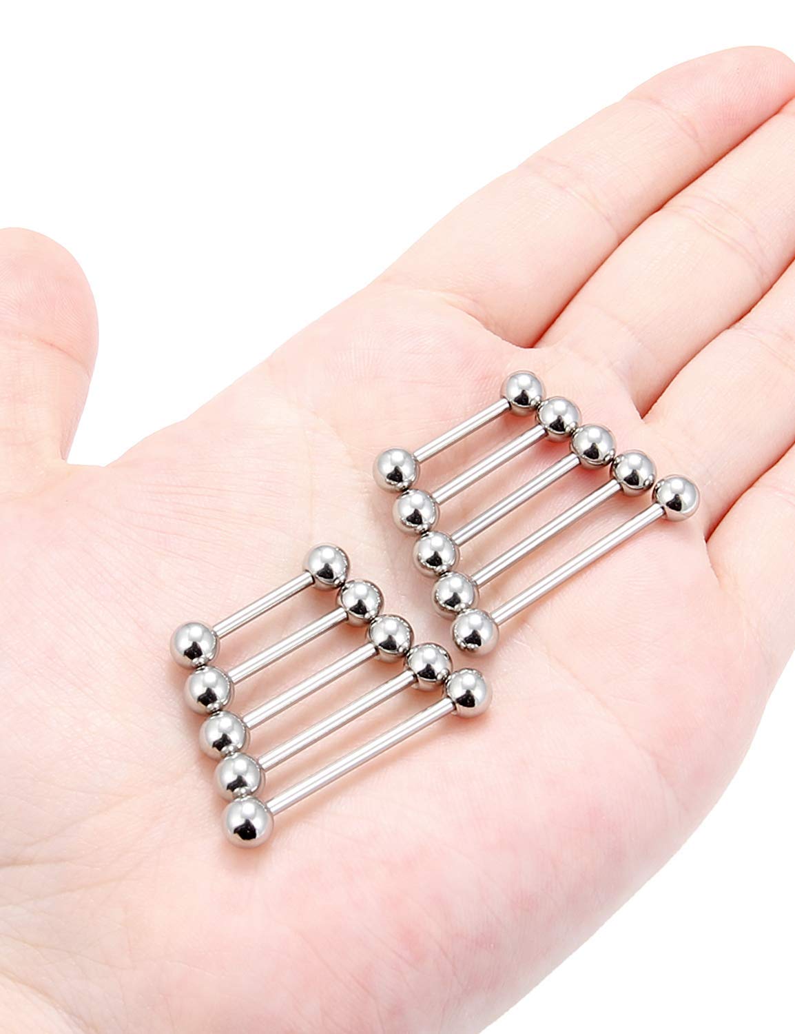 FECTAS 5 unids 14 G Acero quirúrgico pezón Piercing Lengua Bar Set Body Piercing Joyería 12/14/16/18mm