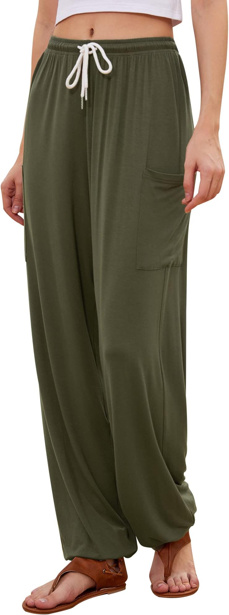 QIANXIZHANWomen's Harem Pants, Hippie Palazzo Pants Boho Joggers Yoga Clothes with Pockets