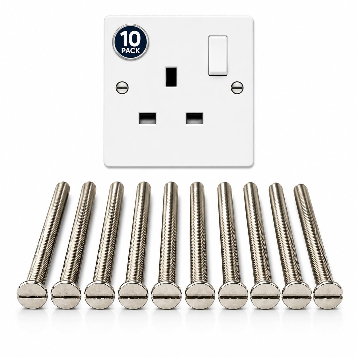 M3.5 Electrical Socket Screws | Slotted Countersunk | 40, 50 & 75mm | 10/20 Pack | Nickel Plated (10pk)