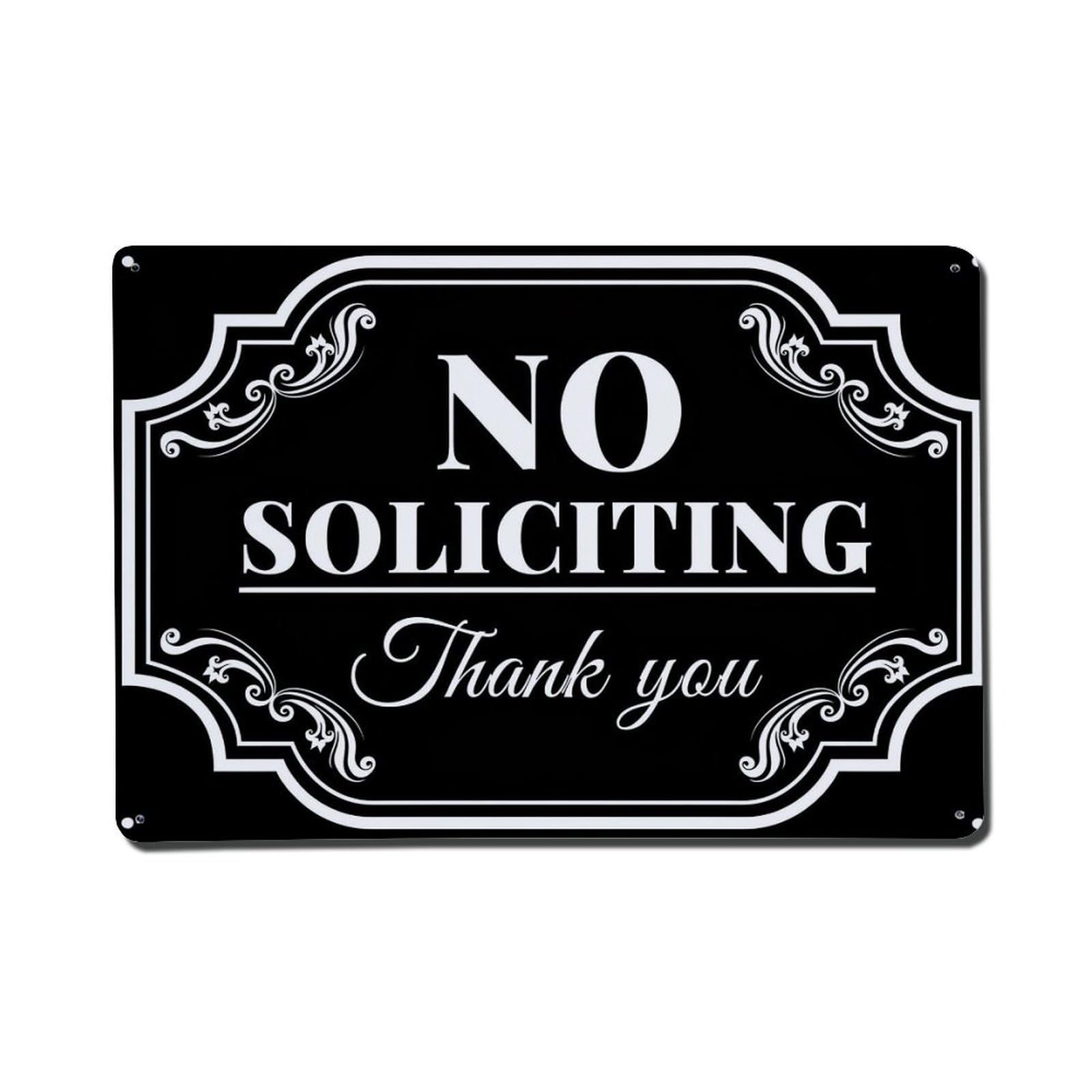 Jdfenggu Vintage No Soliciting Thank You Sign Retro Metal Tin Sign, Metal Poster For Bar, Home, Man Cave, Kitchen, Laundry Room Art Decor 8X12 Inch