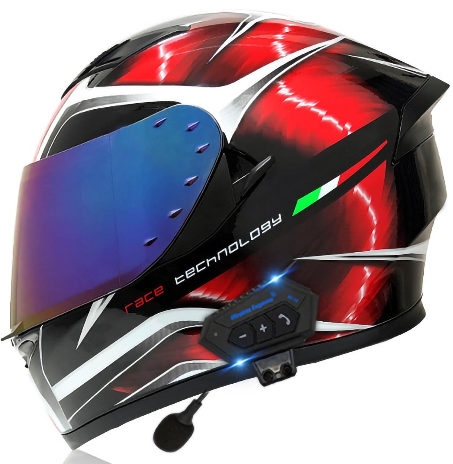 Casque moto modulaire Bluetooth double visière intégral taille L - 8