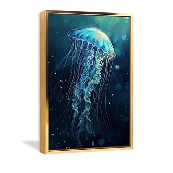Amazon.co.jp: 絵画 深海で光るクラゲ アートパネル ポスター