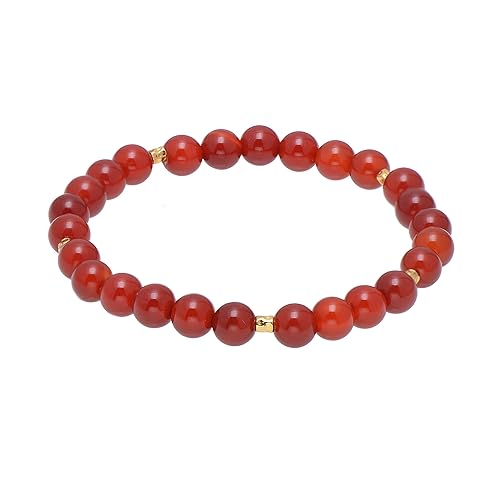 6MM Natural Red Chalcedony Beads Stretch Bracelet Small for Girls Women 6.5"