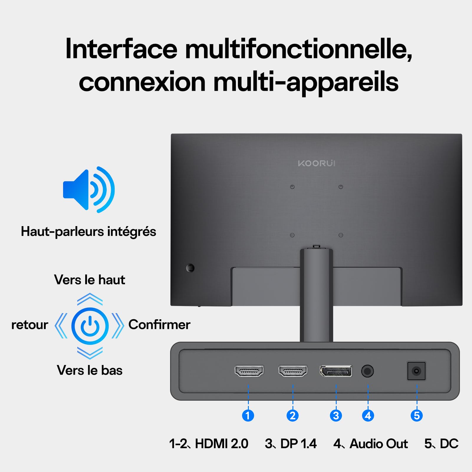 KOORUI Écran PC 32 Pouces 4K UHD, Dalle VA, Haut-parleurs intégrés
