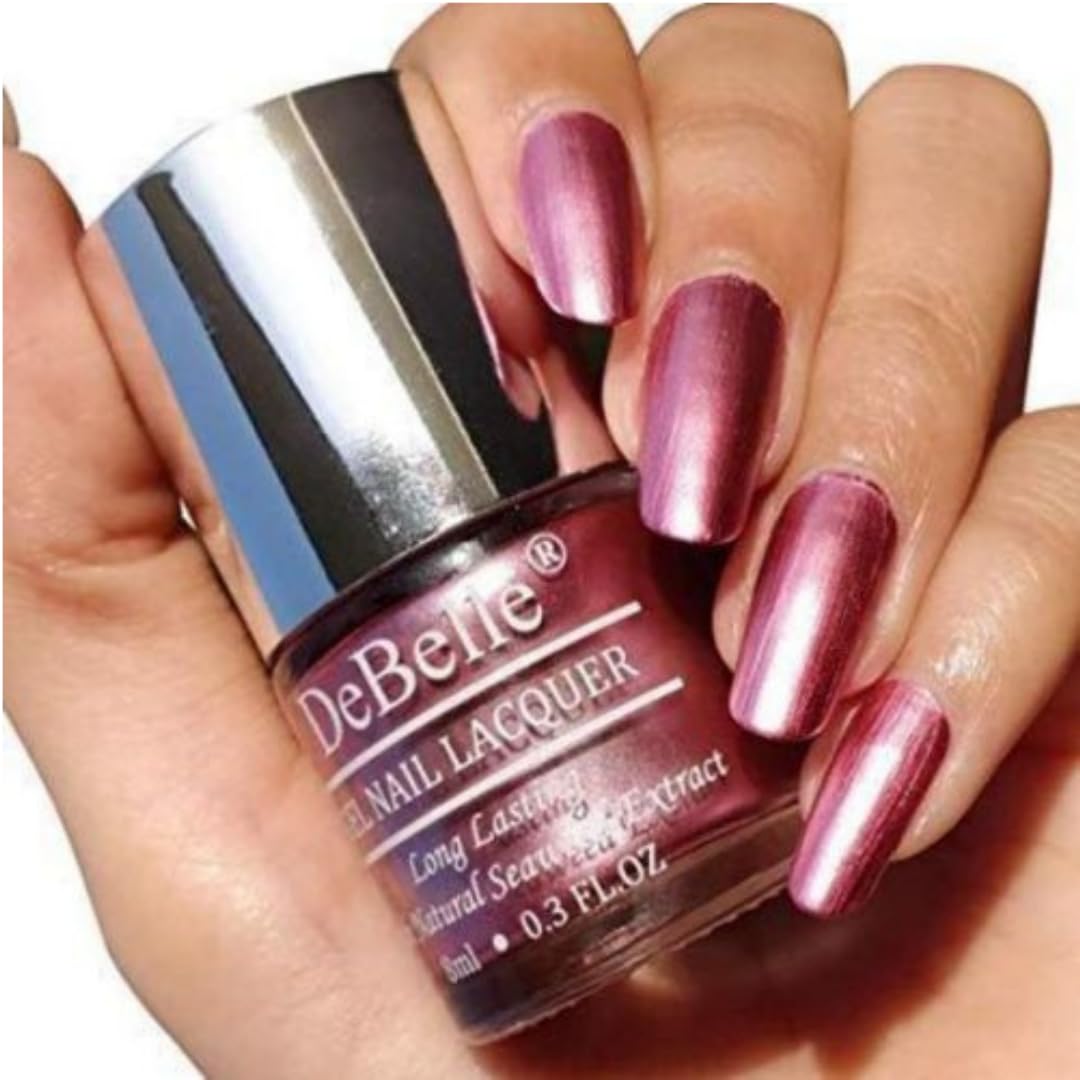 DeBelle Gel Nail Polish Chrome Glaze (Metallic Pink Nail Paint)|Non UV - Gel Finish |Chip Resistant | Seaweed Enriched Formula| Long Lasting|Cruelty and Toxic Free| 8ml