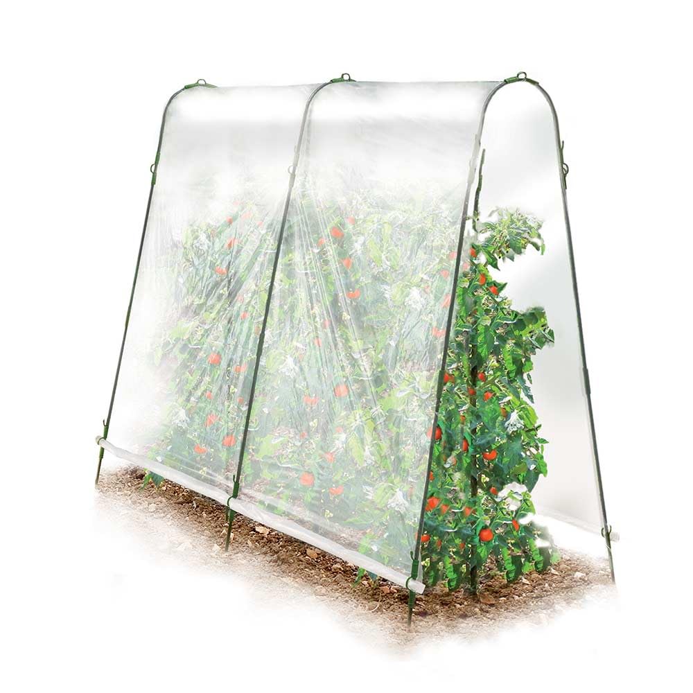 TERRE JARDIN Lot de 2 Serre à tomates de Jardin 200x180x120 cm avec Film Plastique Haute résistance & arceaux Acier - Microclimat, Protection tomates Contre intempéries, idéale jardinière Tomate