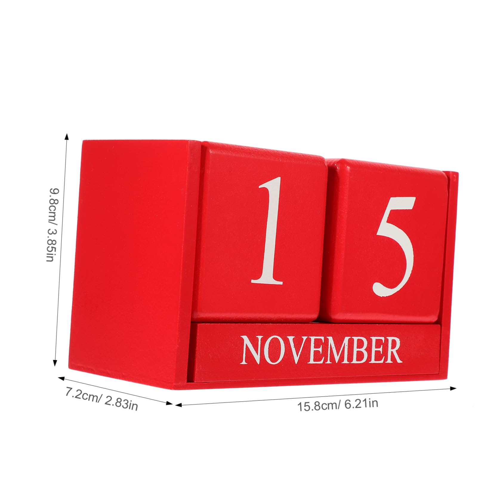 SEWACC 3 Piezas Calendario Perpetuo De Madera Bloques De Calendario Suministros De Oficina De Mesa Decorativo De Pie De Uso Diario De Oficina Rojo Mdf