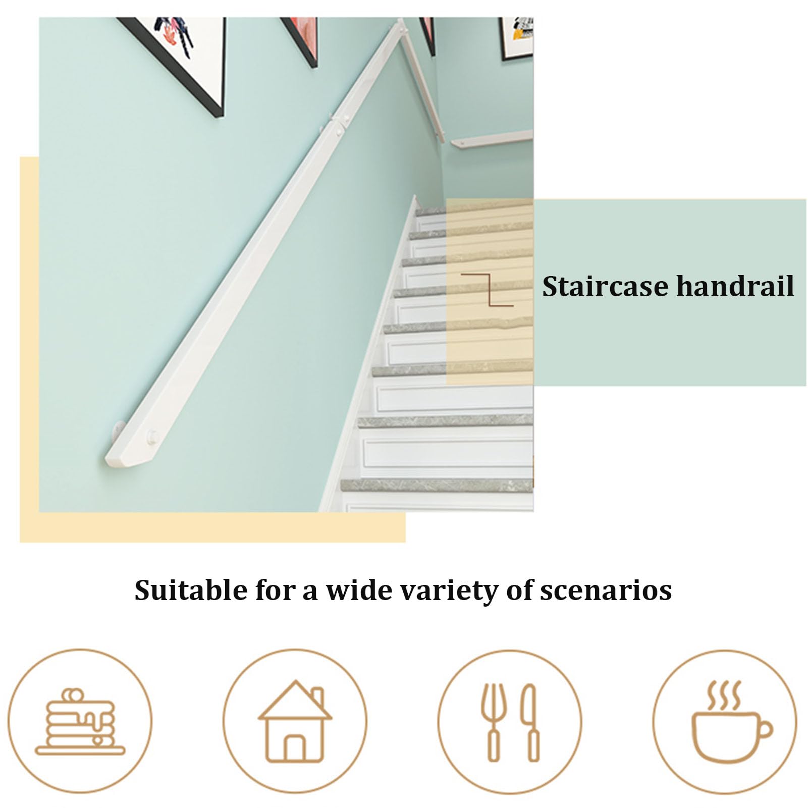 Holzhandlauf Komplettset Treppengeländerhandlauf Handläufe für Treppen Handlauf Wandmontage Treppenhandlauf Rutschfester Treppenhandlauf (160cm) ()