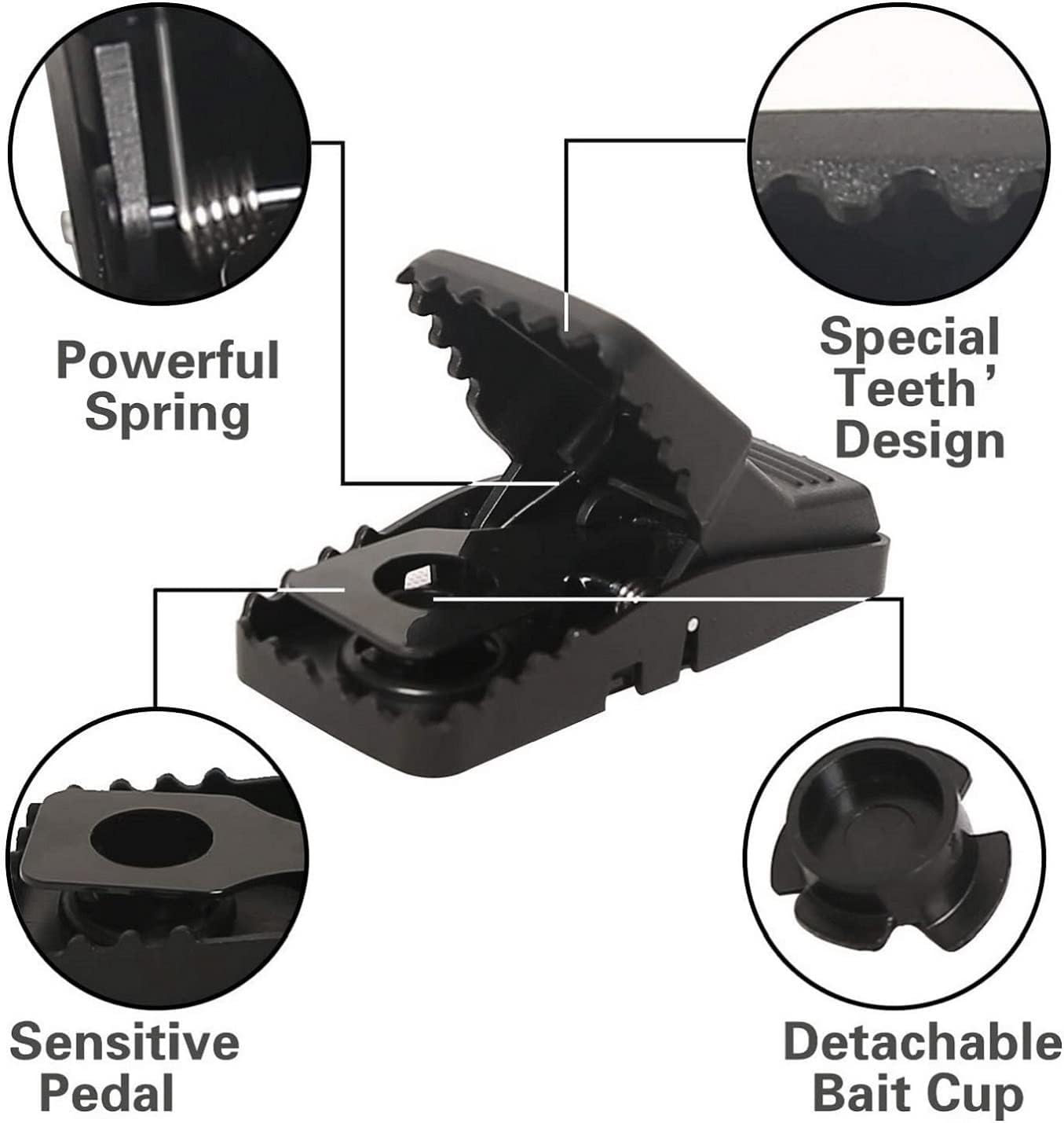 Trampas para Ratas Grandes Reutilizables De Alta Resistencia. Cepos Ratas Grandes Potente Y Eficaz Lavable para Interiores Y Exteriores. (6 Trampas Ratones Pequeñas)