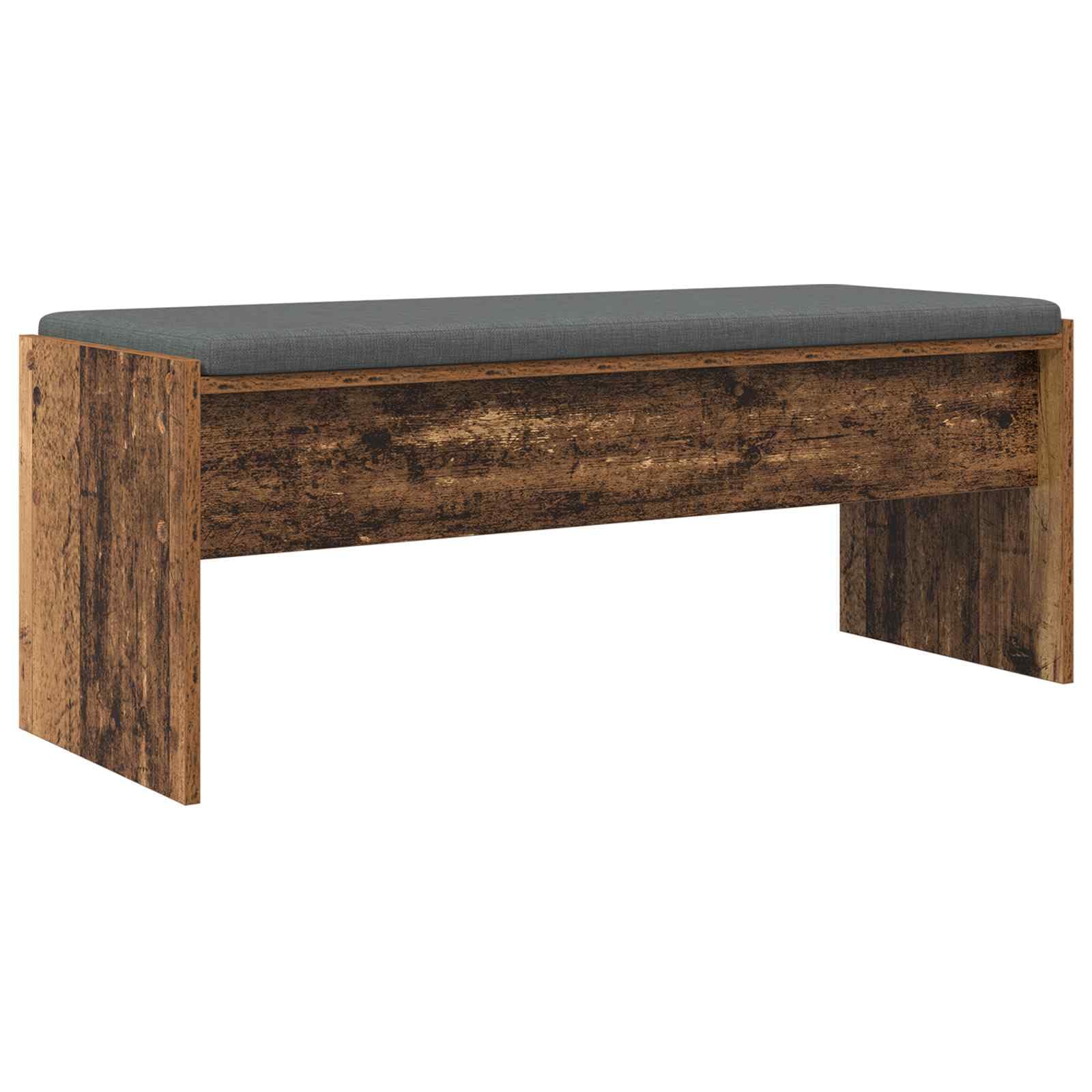 Banc de couloir en bois recyclé 103x38cm avec coussin confortable