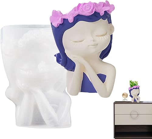 Miniatura 8 de Moldes de silicona para macetas, molde de silicona para plantas de yeso de doncella, molde de silicona para maceta para flores suculentas, molde de