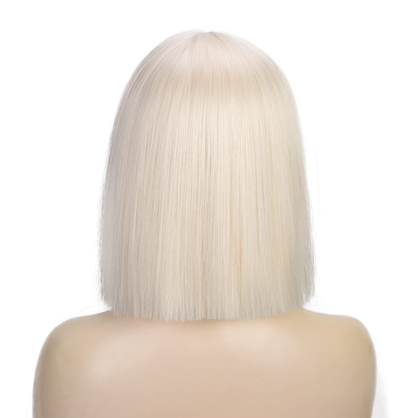 Bob Style Blond Color Wig 100% premium fiber Brand New Office outing casual Amazon.com : FIFIGO Blonde Bob Wig with Bangs Short Wigs for  main image 2