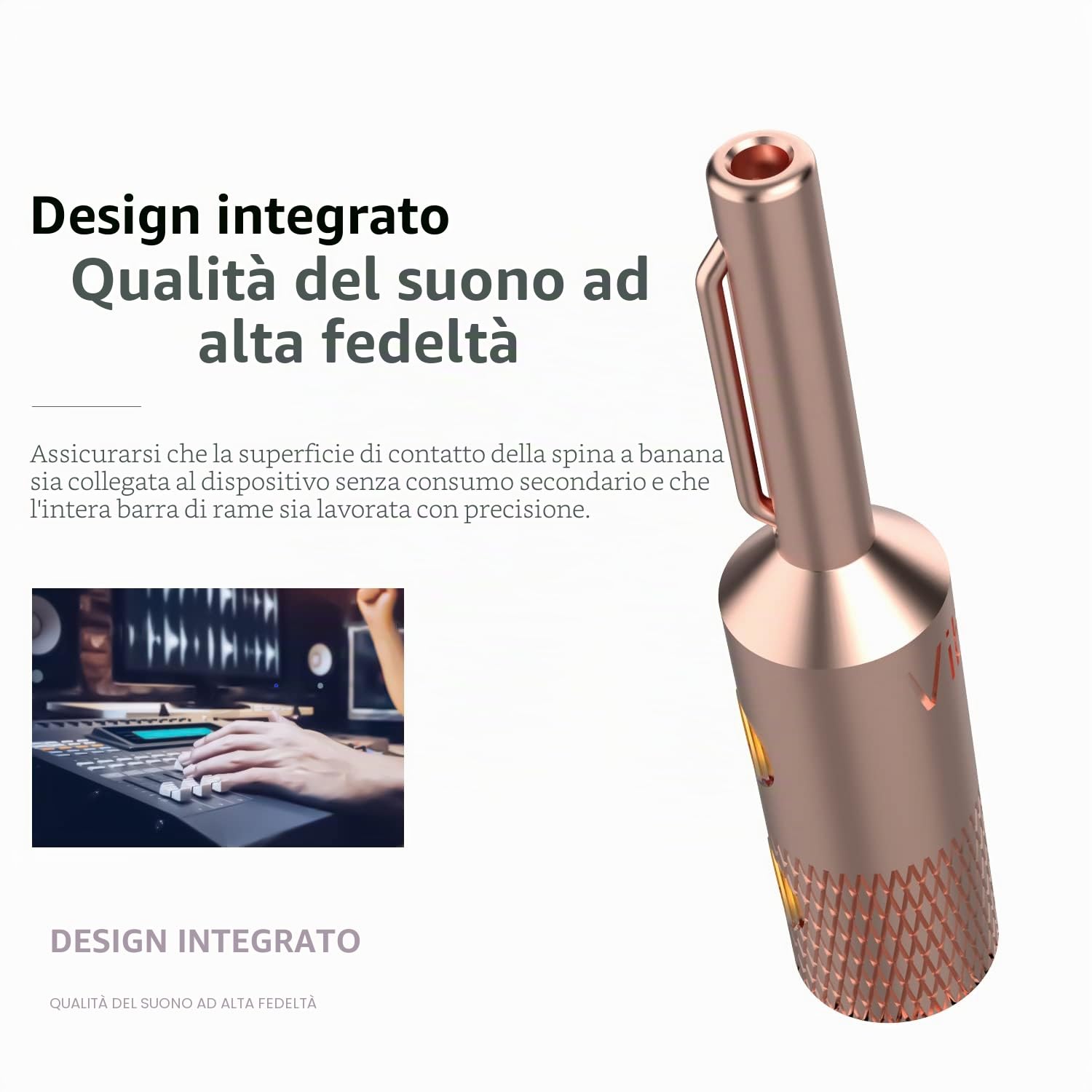 Tertullus 4 connettori a banana in rame puro di alta qualità, HiFi in rame, spina avvitabile per cavo altoparlante fino a 5 mm