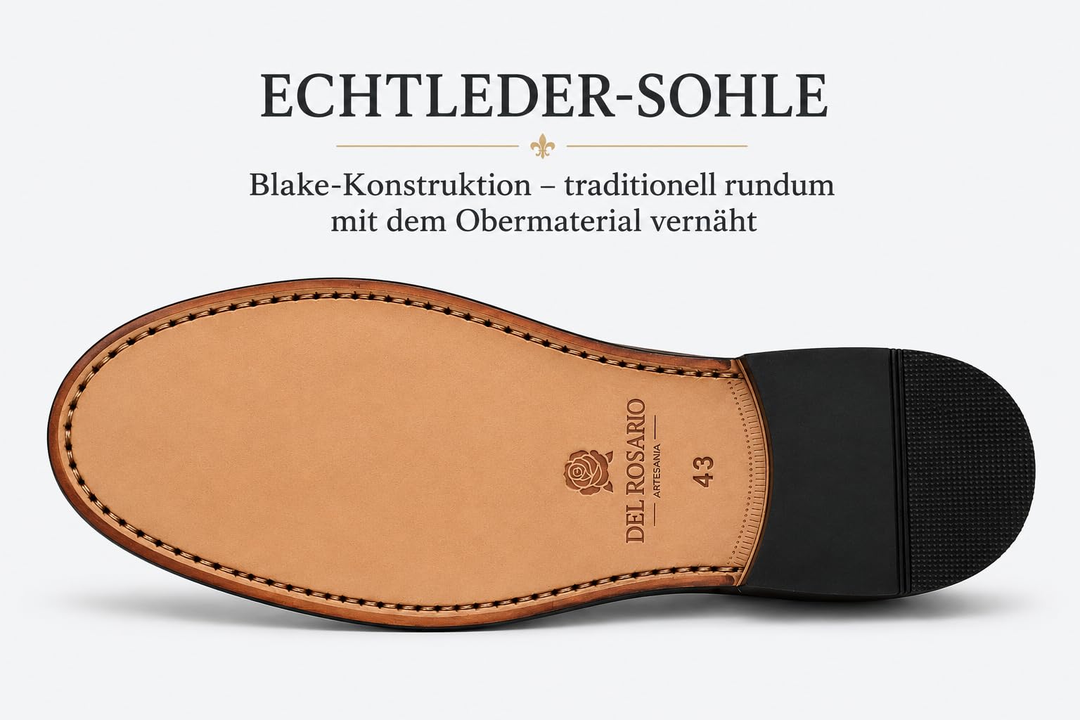 Del Rosario Herren Penny Loafer – Handgefertigt in Portugal – Blake-Machart, Echtleder, durchgenähte Ledersohle, LWG-Zertifiziert