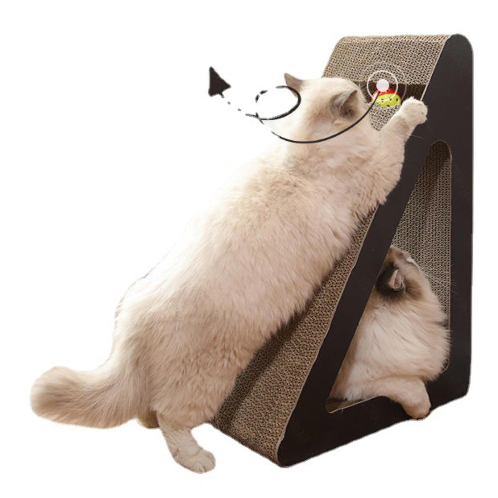 Carton à Gratter pour Chat, Tapis à Gratter pour Chat avec Balle, 2 en 1, Planche à Gratter pour Chat pour Chats D'intérieur, Amovible, Ondulé, Herbe à Chat Incluse,A