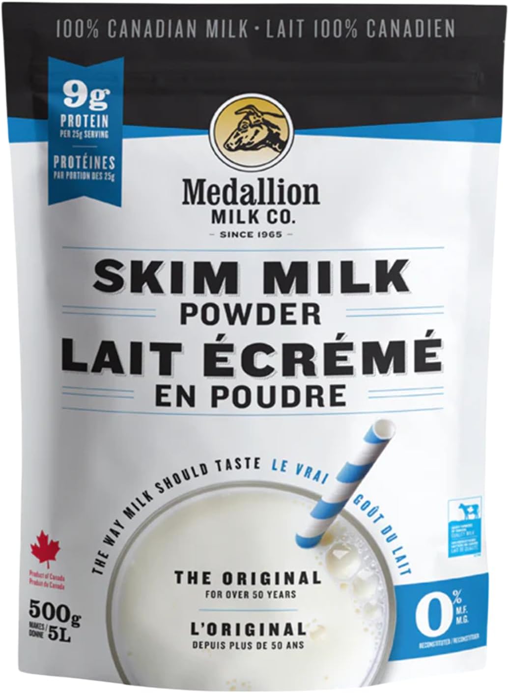 Medallion Skim Milk Powder 500g - Dried Milk from Canada, Free of Antibiotics, No rbST or rBGH