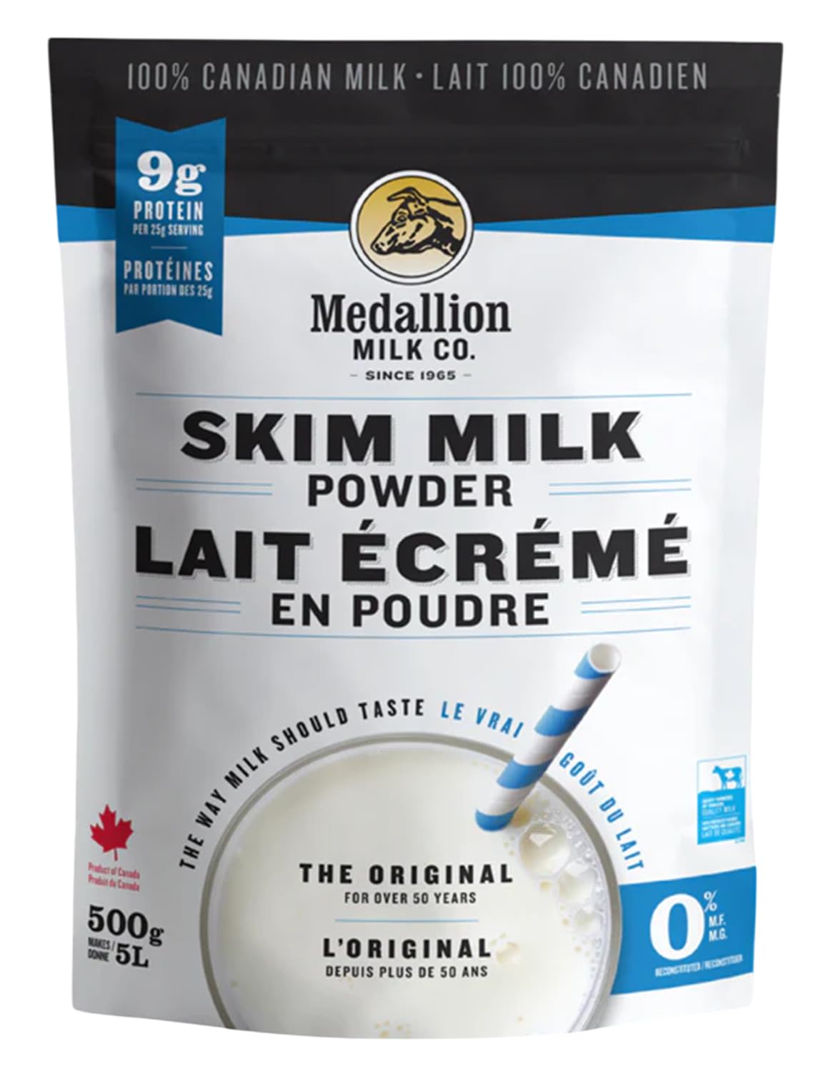 Medallion Skim Milk Powder 500g - Dried Milk from Canada, Free of Antibiotics, No rbST or rBGH