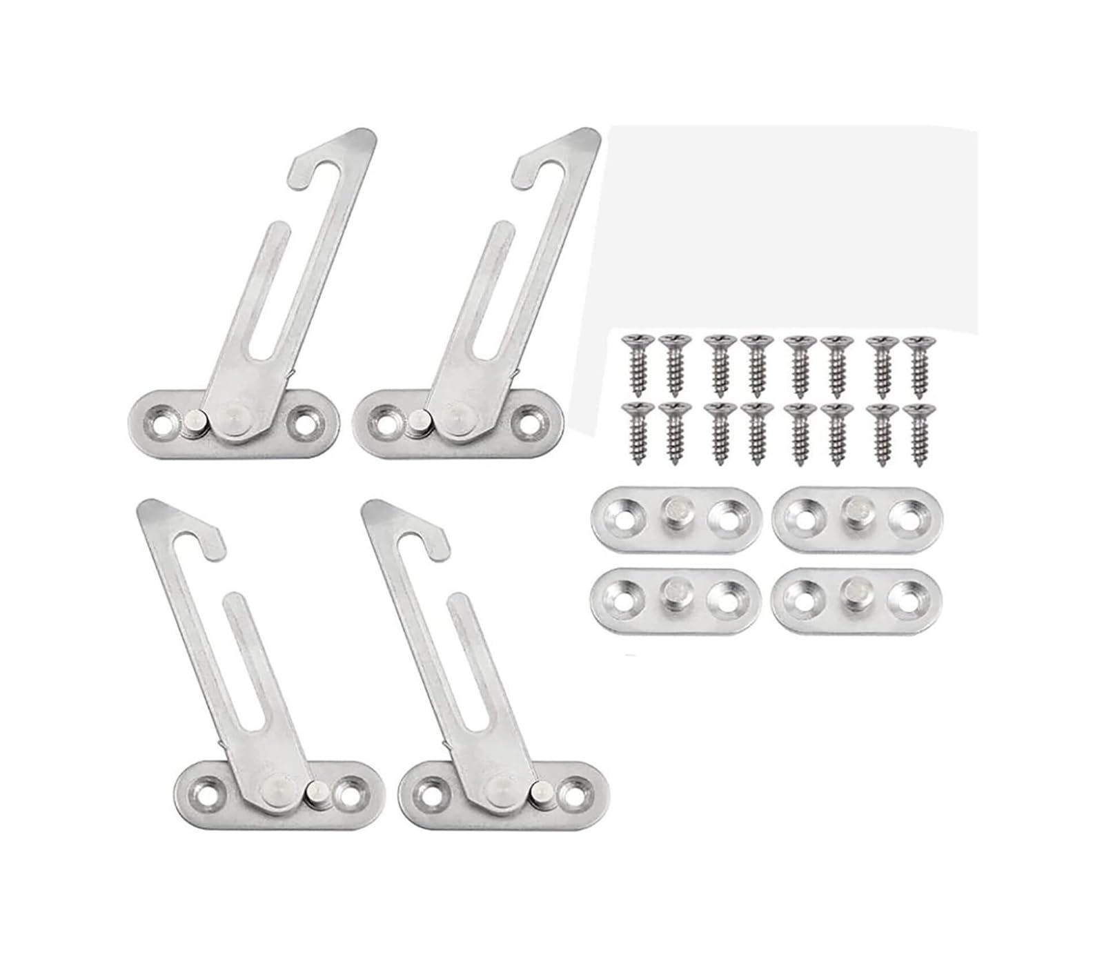 Cierres de Seguridad para Ventanas, 4 Uds limitador de Acero Inoxidable Gancho Ventana Izquierda y Derecha Cierre Seguridad for bebé con Tornillos, Plata