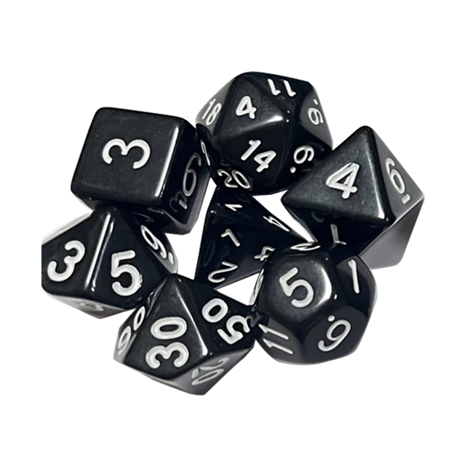 7Pcs DND-Polyhedral RPG-Dice for Dungeons-and-Dragons,Pathfinder-MTG,D&D-Role Playing Game,Black-Dice Set,ALEC