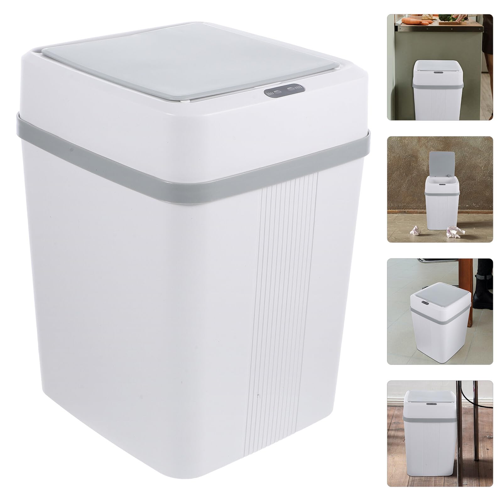 Papelera Automática con Sensor de Movimiento Capacidad Tapa Silenciosa Cubo Basura Plástico para Baño Cocina y Dormitorio Cubo Inteligente Doméstico