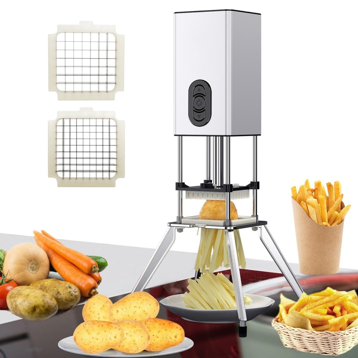 Amazon | 電動フライドポテトカッターマシン、ステンレス