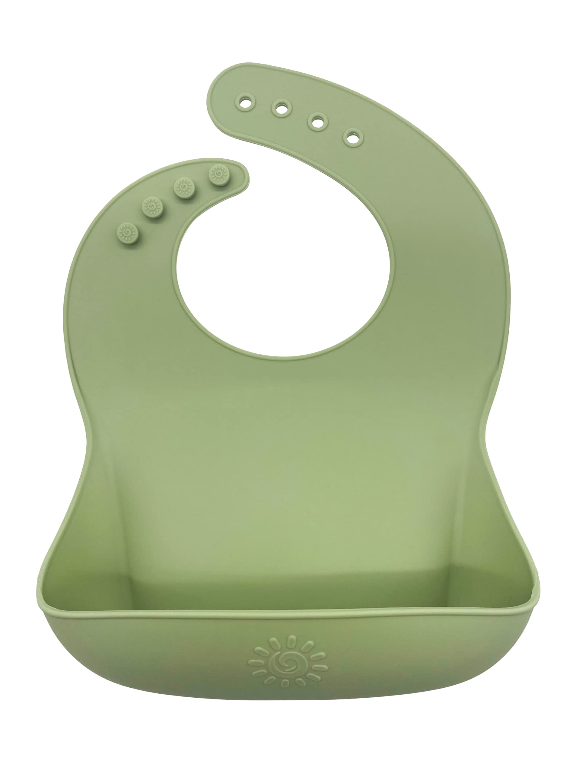 TONYBOO Silicone Baby Bib with Adjustable Neck Fits for Babies & Toddlers, Soft & Comfortable Feeding Bib with Wide Catcher for Boys and Girls, Waterproof Food Grade Silicone material (Olive)