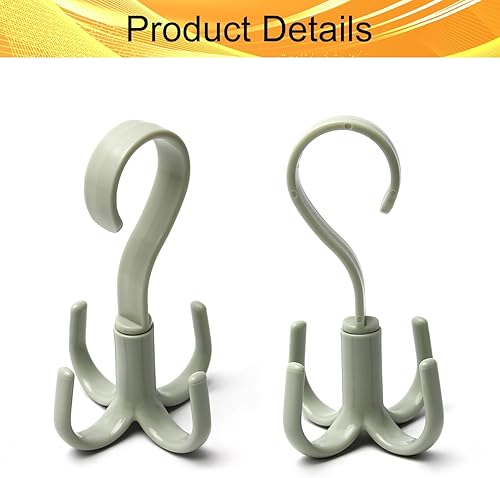 Miniatura 3 de Juvielich 2 ganchos giratorios para cinturón de 360 grados, organizador giratorio con 4 ganchos para secar toallas, brasieres, ropa, guantes,