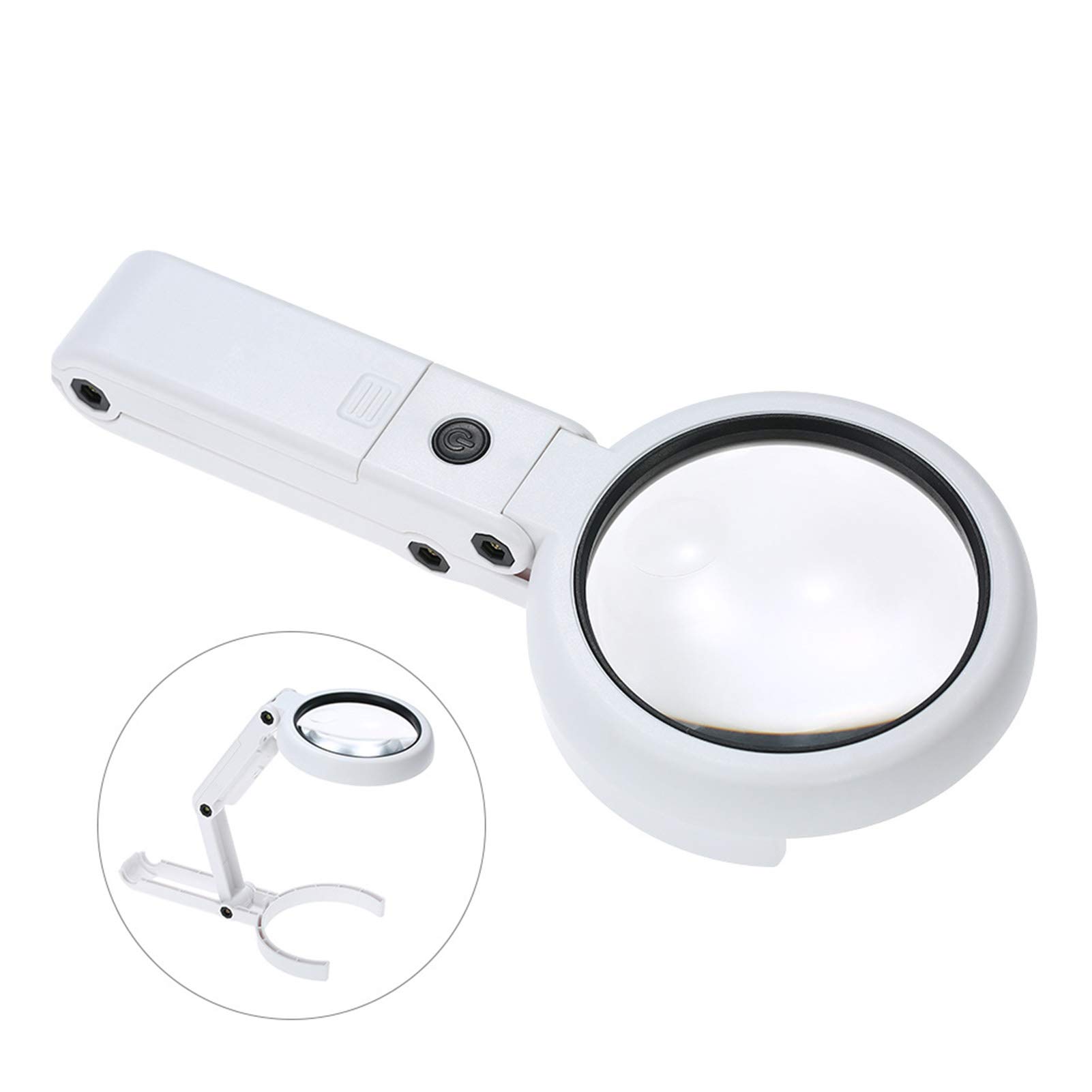 Lupa de Escritorio portátil con 6 Luces LED y Mango Plegable, Lente de Aumento Recargable 7X para Lectura, Costura, Pasatiempos, reparación de Joyas, Punto de Cruz, Manualidades.