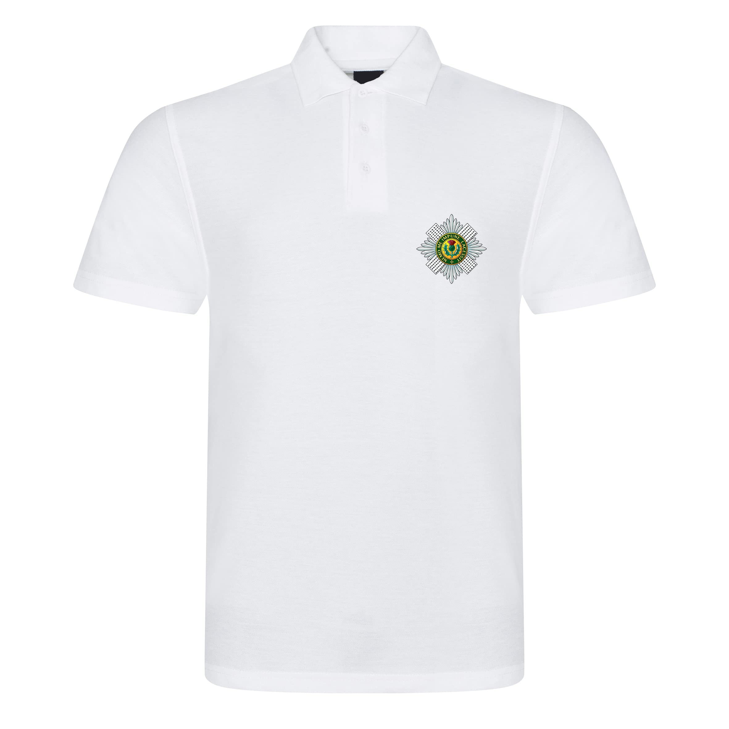 PSave Scots Guards Insignia Mens Embroidered Polo Shirt British Army Military Embroidery (as8, Alpha, x_l, Regular, Regular, White)