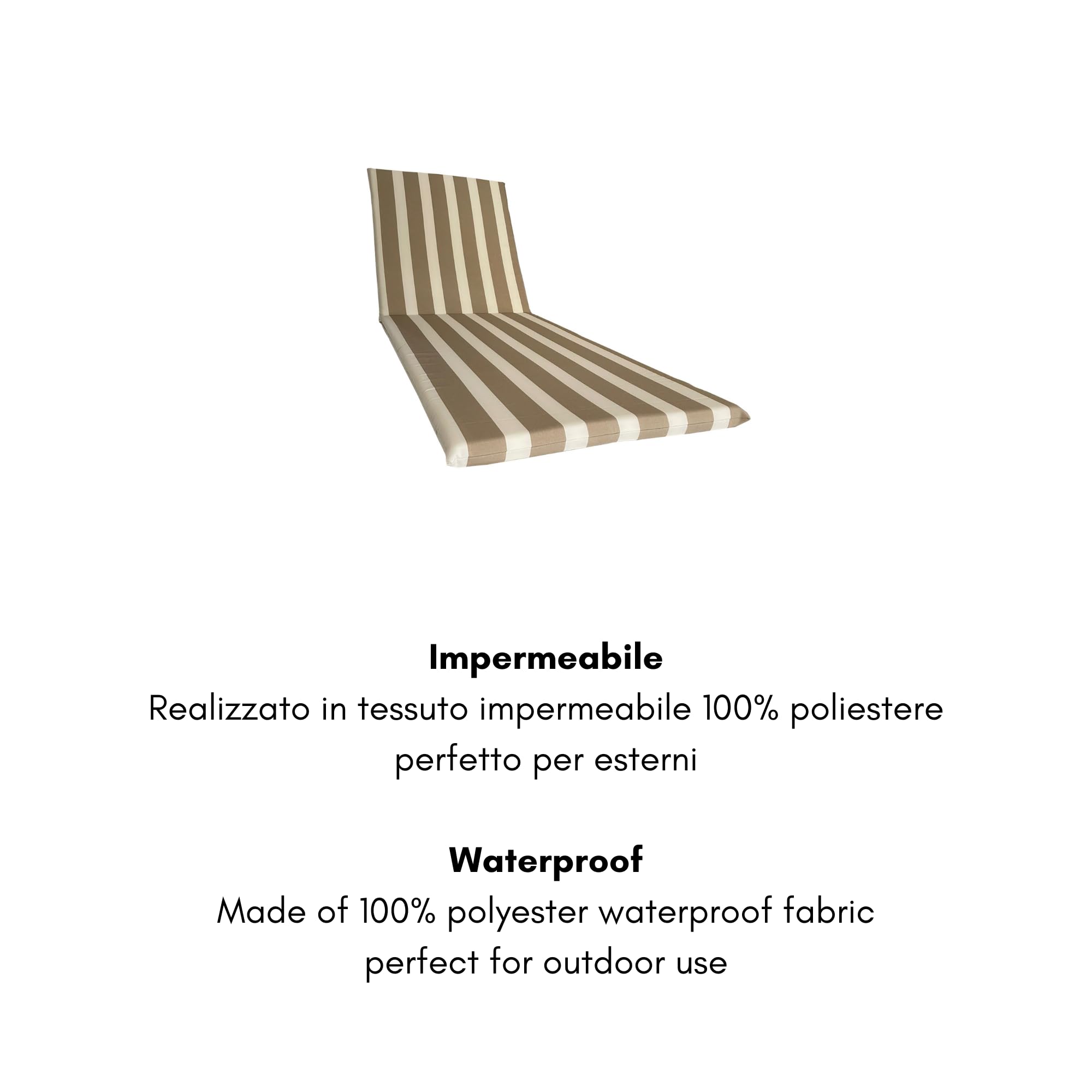 Waterdicht polyester 190 x 60 cm ligstoel wikkelkussen | Handgemaakt in Italië - Nederland