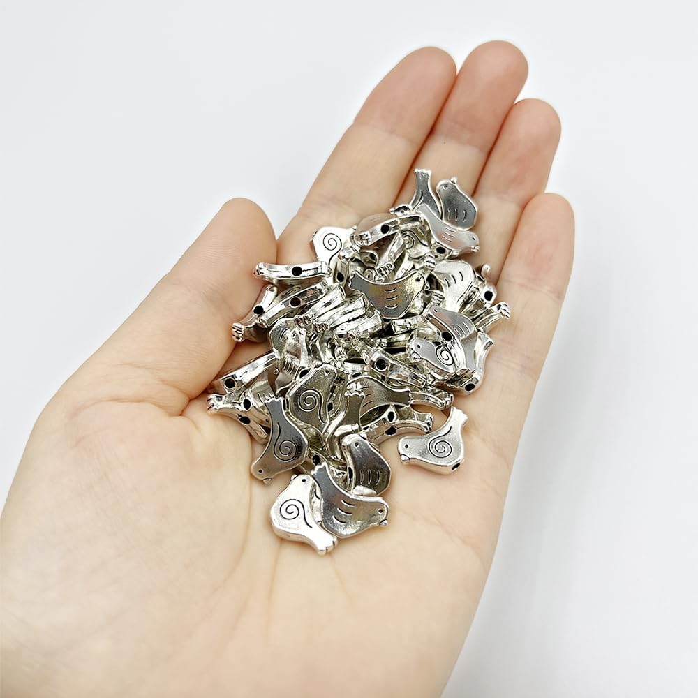 60Pcs Bird Beads Antique Silver Bird Shape Loose Alloy Beads Metal Spacer Beads for DIY Bracelets Necklace Jewelry Making - Image 7
