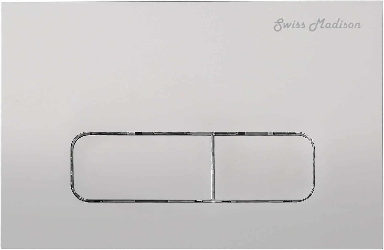 Przód view płytki spłukującej Swiss Madison SM-WC003C do montażu na ścianie, w kolorze matowego chromu.