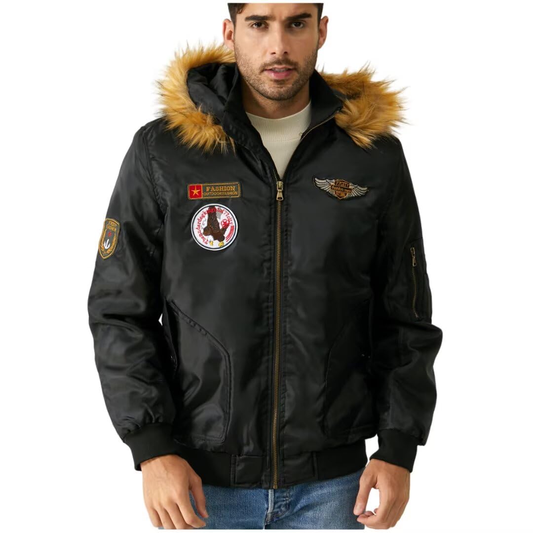 Giacca-Militare Felpa-Bomber Parka-Uomo Casual Invernale - Autunno Primaverile Elegante Giubbotto Aviatore Tattica Militare College Spessore Medio in Pile Cotone Hooded Jacket Giacca