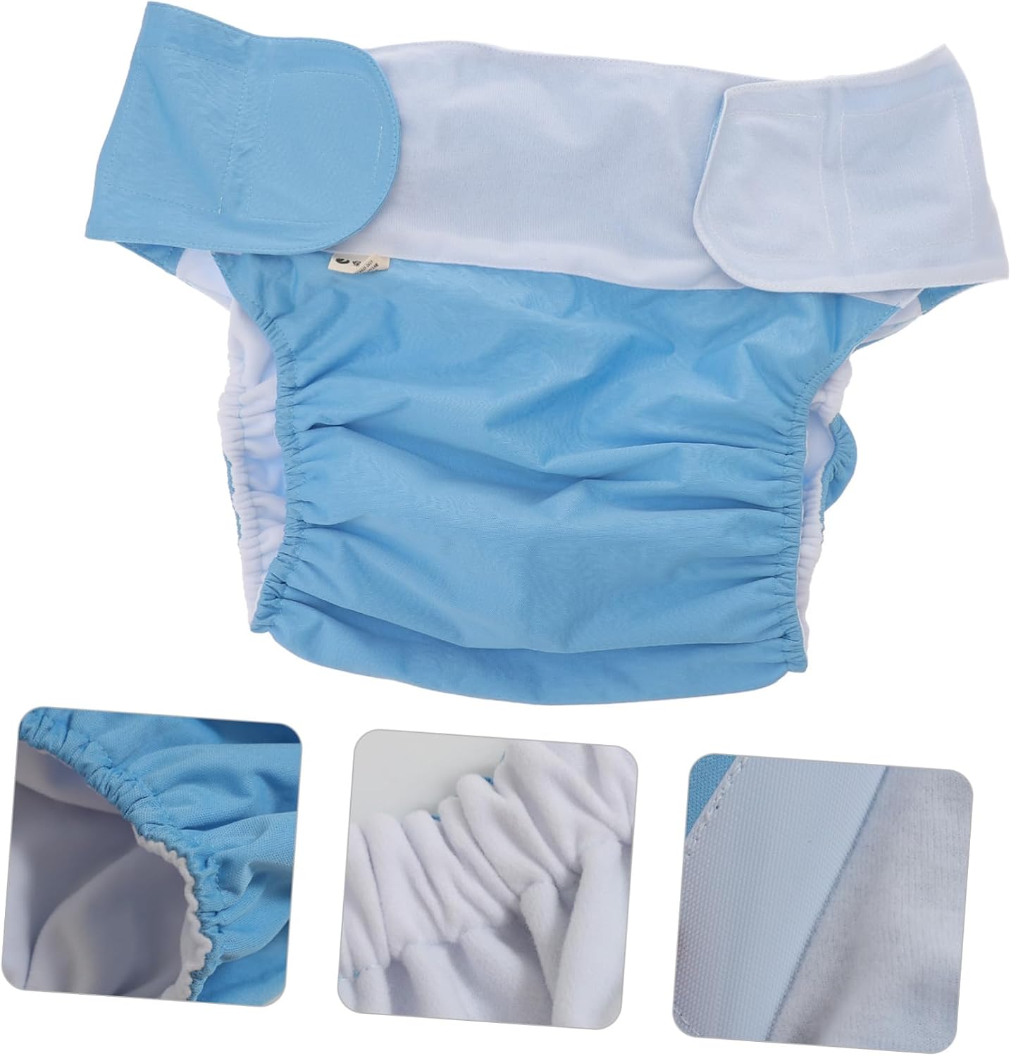 2pcs Reusable Incontinence Pants for Adults Washable Cloth Diaper Wraps Leakproof Protection for Seniors Men Women Sky Blue