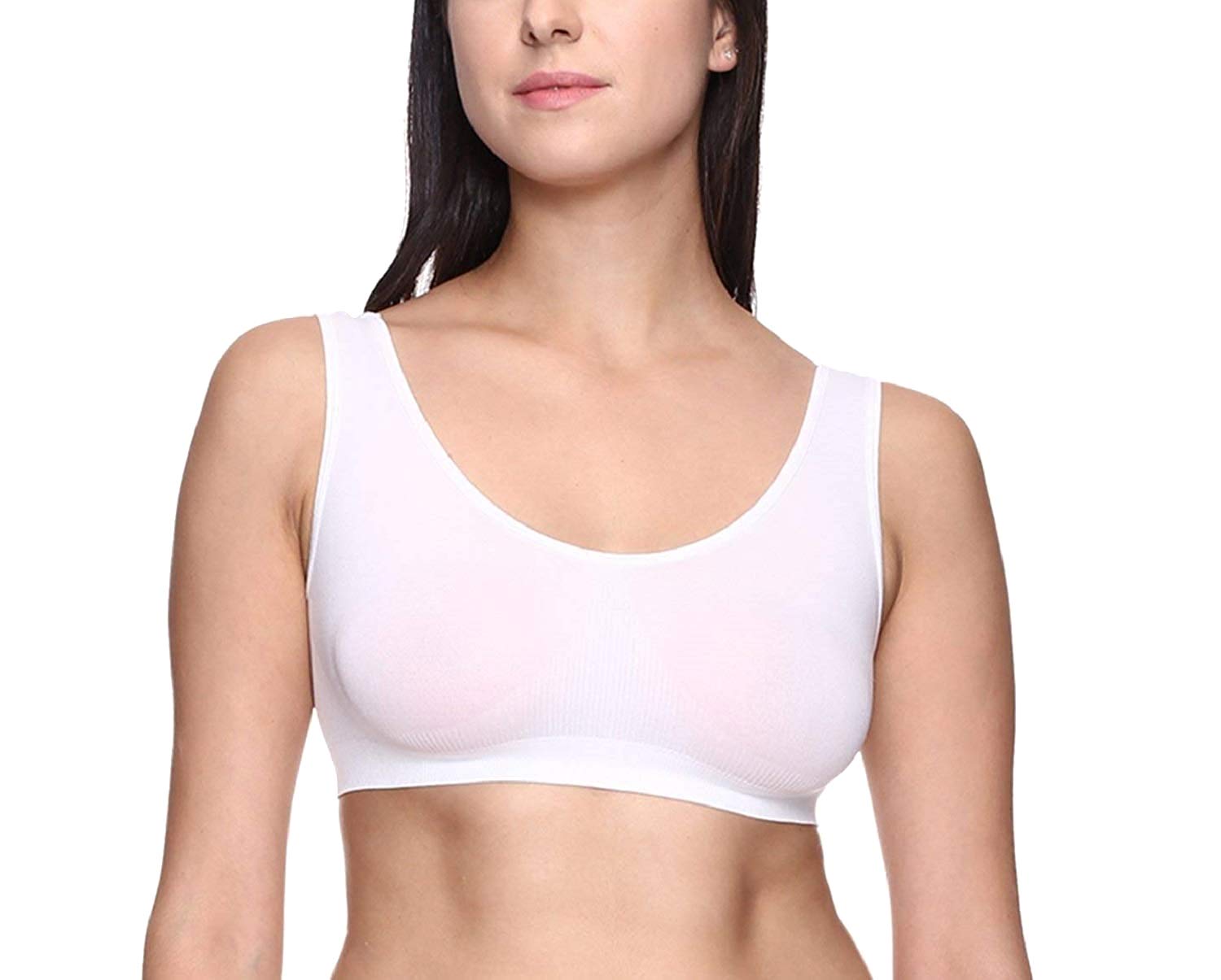 Women Spandex Air Bra,Low Impact-Non-Padded, Wirefree & High Coverage,Home Bra Comfort Bra Size-Free (Best Fit 30-36), Color- White-image-26