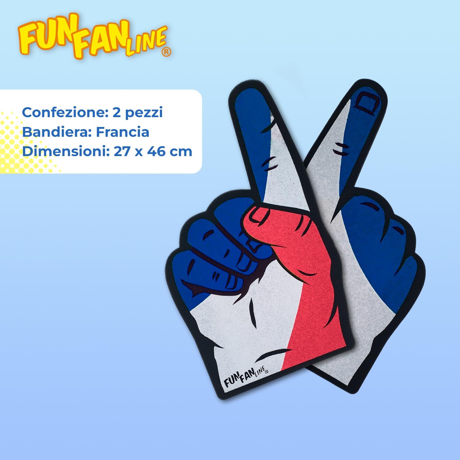 Set da 2 Mano in gommapiuma con Dito Gigante Bandiera di [Paese]. Accessorio per Tifo Sportivo, Feste e Celebrazioni. Perfetto per Partite e Tifosi