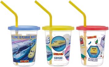 Skater SIH2ST-A Plarail 22 Tumbler with Straw, 8.1 fl oz 230 ml, 3 Pieces, Made in Japan