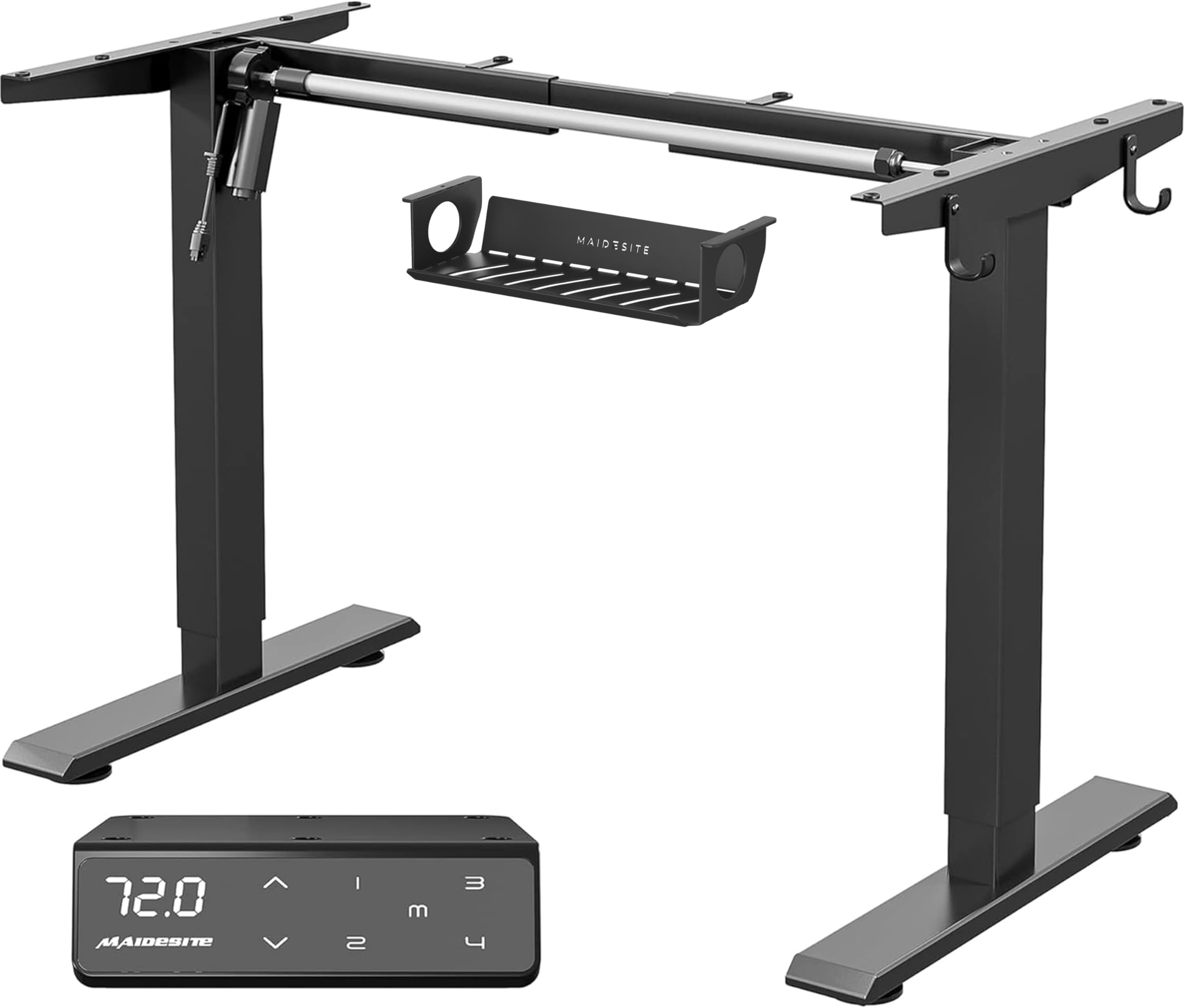 MAIDeSITe Height Adjustable Electric Standing Desk Frame Two-Stage with Heavy Duty Steel Stand up Desk Computer Desk with Automatic Memory Smart Pannel (Black)